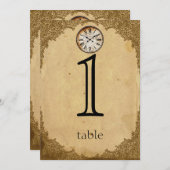 ヴィンテージの時計の紙第1記念日のテーブル数 招待状 (正面/裏面)