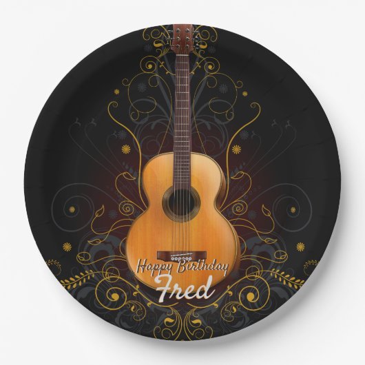 ヴィンテージの暗い優雅のアコースティックギター ペーパープレート (正面)