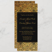 ヴィンテージの暗い黒い金ゴールドダマスクの結婚式 招待状 (正面/裏面)