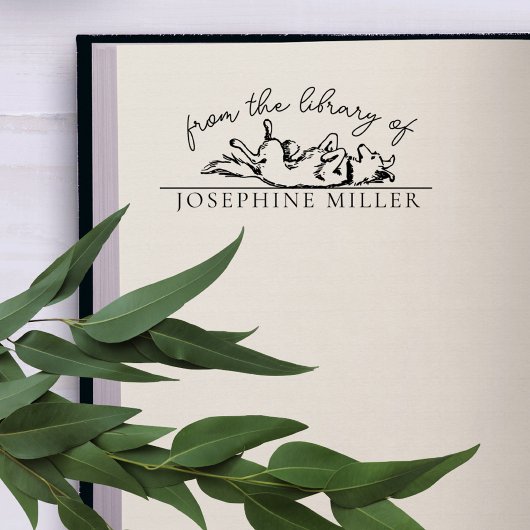 ヴィンテージの書かわいい犬の図書室 セルフインキングスタンプ