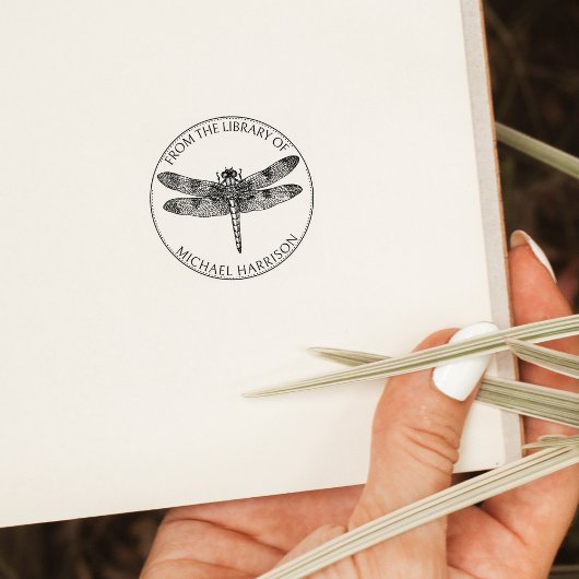 ヴィンテージの書庫から書かれたトンボの本 ラバースタンプ