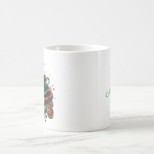 ヴィンテージの書籍、花とコーヒーまたは紅茶 コーヒーマグカップ (中央)