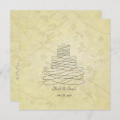 ヴィンテージの書道がケーキの飾りを飾る招待状 招待状 (正面/裏面)