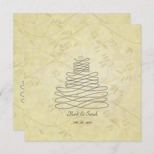 ヴィンテージの書道がケーキの飾りを飾る招待状 招待状 (正面/裏面)