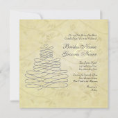 ヴィンテージの書道がケーキの飾りを飾る招待状 招待状 (裏面)