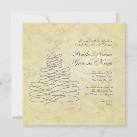 ヴィンテージの書道がケーキの飾りを飾る招待状 招待状 (裏面)