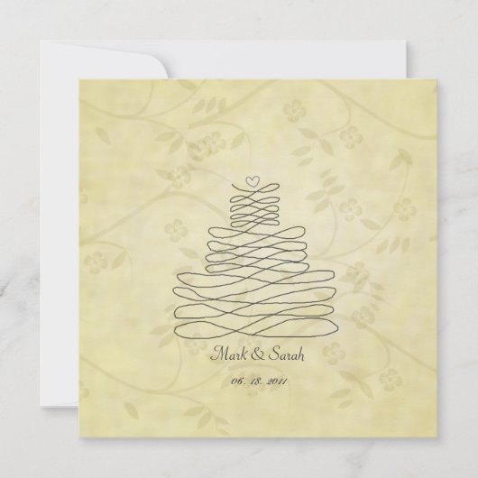 ヴィンテージの書道がケーキの飾りを飾る招待状 招待状 (正面)