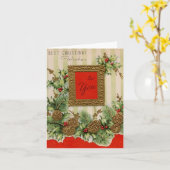 ヴィンテージの最も最高のなクリスマスの願い カード (黄色い花)