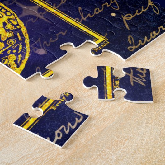 ヴィンテージの月の土星木星金星の位相 ジグソーパズル (側面)