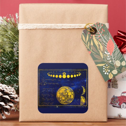 ヴィンテージの月の土星木星金星の位相 スクエアシール (クリスマス)