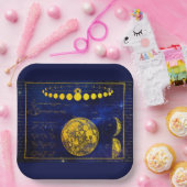 ヴィンテージの月の土星木星金星の位相 ペーパープレート (パーティー)