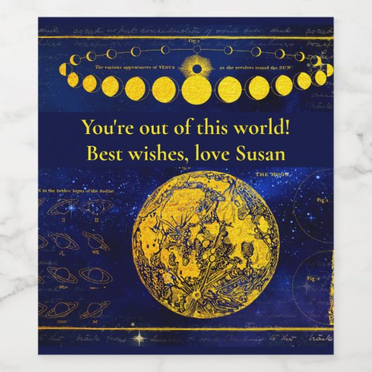 ヴィンテージの月の土星木星金星の位相 ワインラベル (シングルラベル)