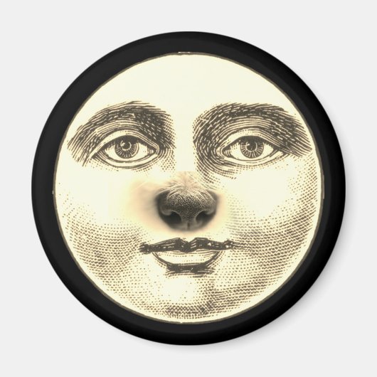 ヴィンテージの月の子犬の鼻のお洒落男 マグネット (正面)