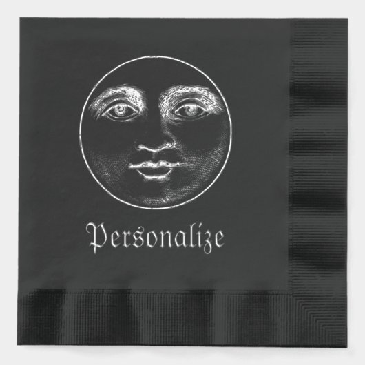 ヴィンテージの月の顔 箔ナプキン (正面)