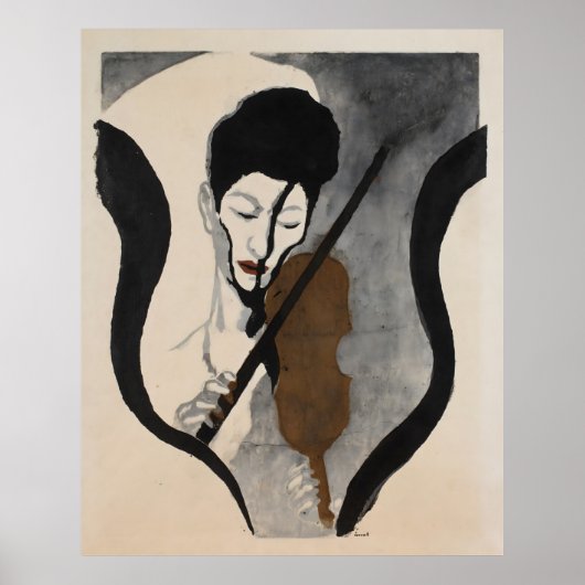 ヴィンテージの有名なアートヴィオリニスト ポスター (正面)