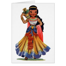 ヴィンテージの服装のエジプト伝統的人少女