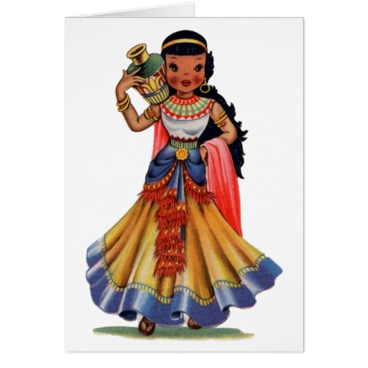 ヴィンテージの服装のエジプト伝統的人少女 (正面)