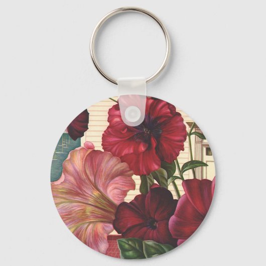 ヴィンテージの朝顔の花 キーホルダー (正面)