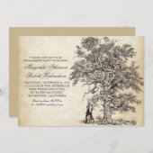 ヴィンテージの木およびカップルの婚約パーティの招待 招待状 (正面/裏面)