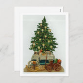 ヴィンテージの木と木のおもちゃ シーズンポストカード (正面/裏面)