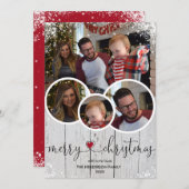 ヴィンテージの木と雪メリークリスマスファーム素朴ー シーズンカード (正面/裏面)