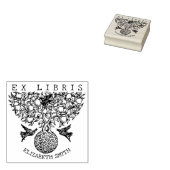 ヴィンテージの木と鳥の本Ex Libris ラバースタンプ (押印)