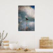 ヴィンテージの木のカラスの写真 ポスター (キッチン)