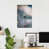 ヴィンテージの木のカラスの写真 ポスター (ホームオフィス)