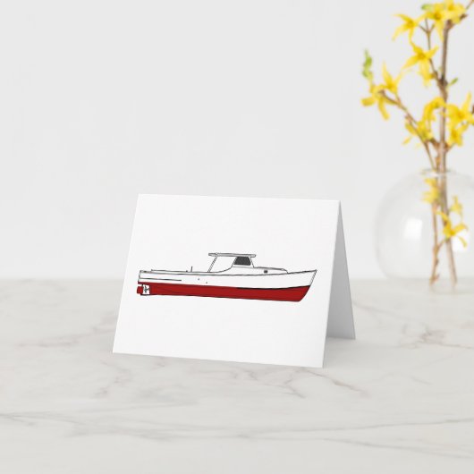 ヴィンテージの木のチェサピーク湾のDeadriseのボート カード (黄色い花)