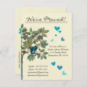 ヴィンテージの木のティール（緑がかった色）の鳥を移動 案内ポストカード (正面/裏面)