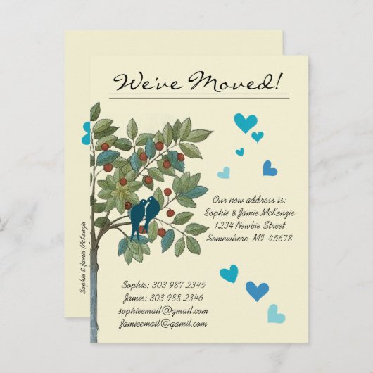 ヴィンテージの木のティール(緑がかった色)の鳥を移動 案内ポストカード (正面/裏面)