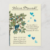 ヴィンテージの木のティール(緑がかった色)の鳥を移動 案内ポストカード (正面)