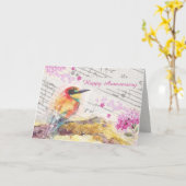 ヴィンテージの木のピンクの花の切り離し カード (黄色い花)