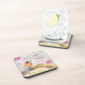 ヴィンテージの木のピンクの花の切り離し コースター (右側)