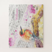 ヴィンテージの木のピンクの花の切り離し ジグソーパズル (縦)