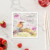 ヴィンテージの木のピンクの花の切り離し スタンダードカクテルナプキン (インサイチュ)