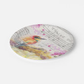 ヴィンテージの木のピンクの花の切り離し ペーパープレート (アングル)