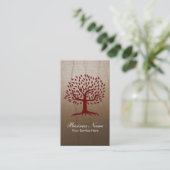 ヴィンテージの木のロゴのヨガの健康心理学 名刺 (スタンド正面)