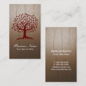 ヴィンテージの木のロゴのヨガの健康心理学 名刺 (正面/裏面)