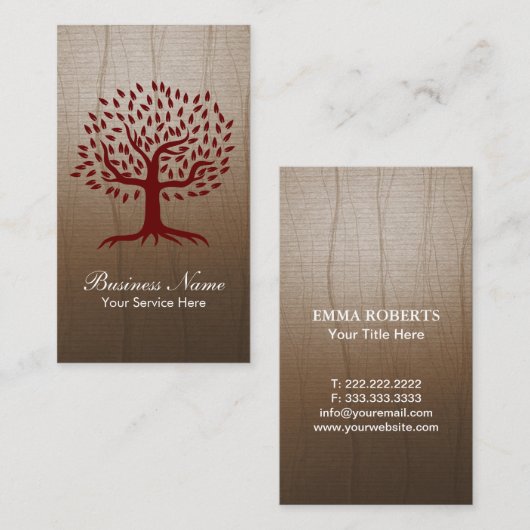 ヴィンテージの木のロゴのヨガの健康心理学 名刺 (正面/裏面)