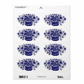 ヴィンテージの木の切り青い花ラベル ラベル (フルシート)