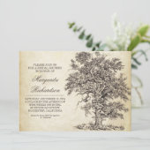 ヴィンテージの木の古い老化させたブライダルシャワー招待状 招待状 (スタンド正面)