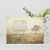 ヴィンテージの木の田舎の古い結婚式招待状 招待状 (スタンド正面)