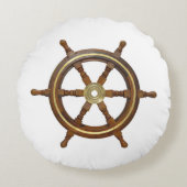 ヴィンテージの木の船の車輪 ラウンドクッション (正面)