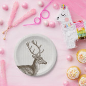 ヴィンテージの木びき台のシカの紙皿 ペーパープレート (パーティー)