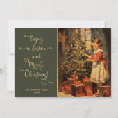 ヴィンテージの木を準備している少女 シーズンカード (正面)