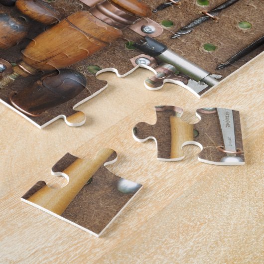 ヴィンテージの木工用革クラフトキッチンツール ジグソーパズル (側面)