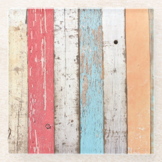 ヴィンテージの木数々の：色のひびテクスチャ。 ガラスコースター