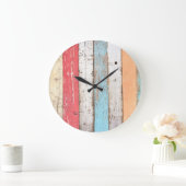 ヴィンテージの木数々の:色のひびテクスチャ。 ラージ壁時計 (ホーム)