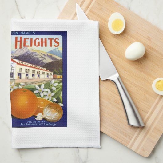 ヴィンテージの木枠のラベルの台所タオル#2 キッチンタオル (四つ折り)